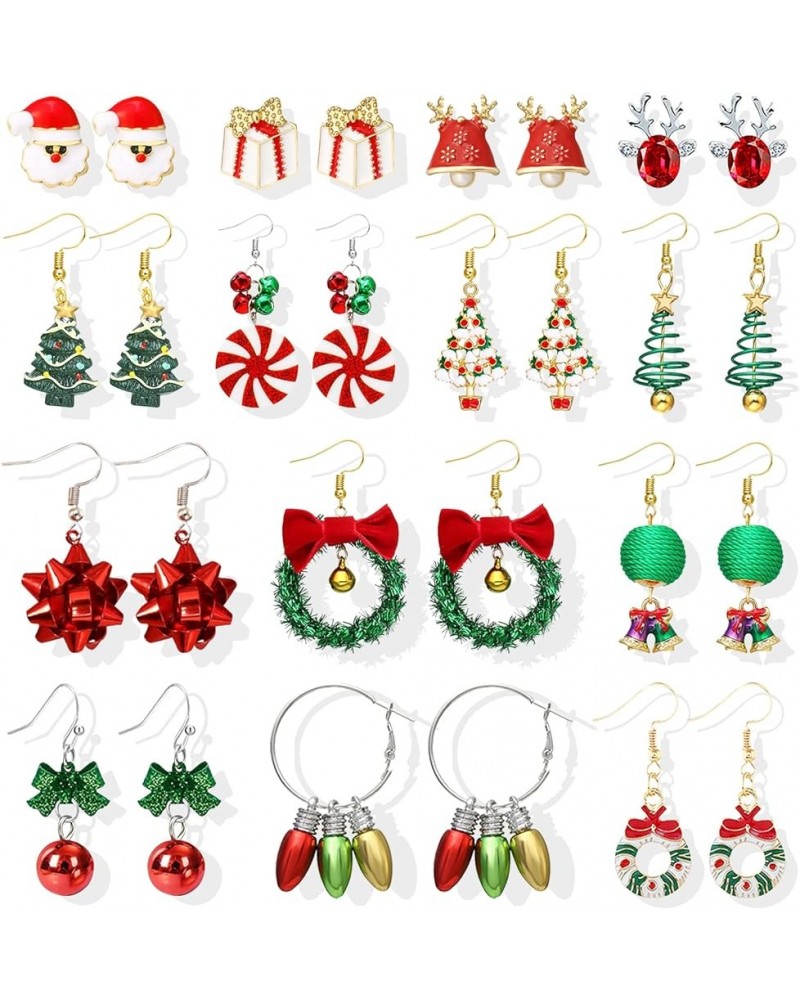 Christmas Earrings Bulk for Women Christmas Stud Earrings Set Christmas Tree Santa Claus Candy Snowman Sonwflake Wreath Bow E...