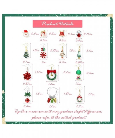 Christmas Earrings Bulk for Women Christmas Stud Earrings Set Christmas Tree Santa Claus Candy Snowman Sonwflake Wreath Bow E...