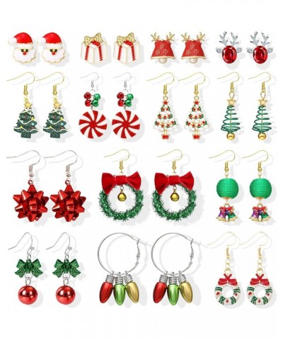 Christmas Earrings Bulk for Women Christmas Stud Earrings Set Christmas Tree Santa Claus Candy Snowman Sonwflake Wreath Bow E...