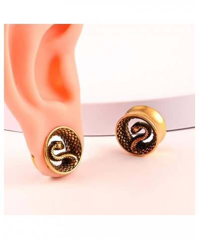 8mm-25mm (0g-1") Snake Ear Plugs Tunnels Ear Gauges 316 Stainless Steel Hypoallergenic Earrings Expander Body Piercing Jewelr...