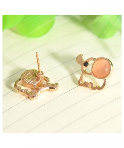 Earrings, Cute Women Faux Opal Inlaid Hollow Elephant Shape Ear Stud Earrings Jewelry Gift for Christmas Thanksgiving Valenti...