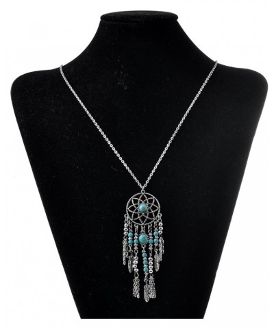 LUREME® Native American Dream Catcher Turquoise Pendant Long Chain Necklace (01003467) Antique Silver $8.57 Necklaces