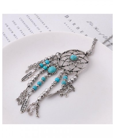 LUREME® Native American Dream Catcher Turquoise Pendant Long Chain Necklace (01003467) Antique Silver $8.57 Necklaces