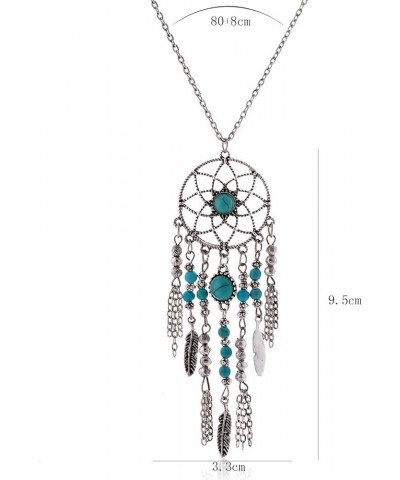 LUREME® Native American Dream Catcher Turquoise Pendant Long Chain Necklace (01003467) Antique Silver $8.57 Necklaces