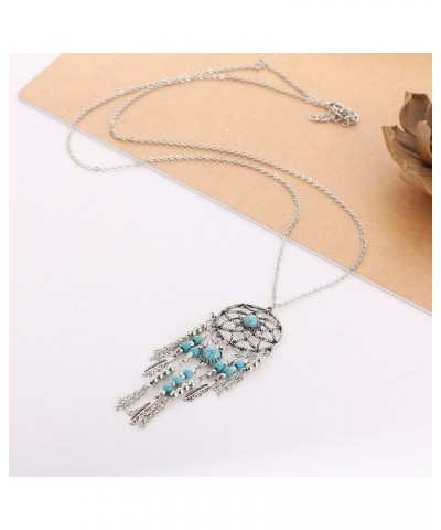 LUREME® Native American Dream Catcher Turquoise Pendant Long Chain Necklace (01003467) Antique Silver $8.57 Necklaces