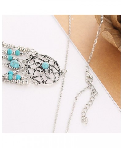 LUREME® Native American Dream Catcher Turquoise Pendant Long Chain Necklace (01003467) Antique Silver $8.57 Necklaces