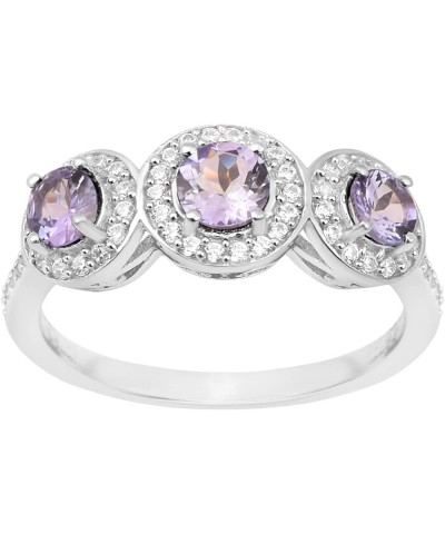 925 Sterling Silver Round Gemstone Women 3-Stone Engagement Ring (1.05 Ct Round 4.50 MM Gemstone Birthstone) Tanzanite $15.54...