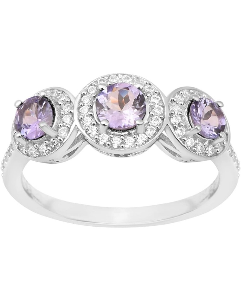 925 Sterling Silver Round Gemstone Women 3-Stone Engagement Ring (1.05 Ct Round 4.50 MM Gemstone Birthstone) Tanzanite $15.54...