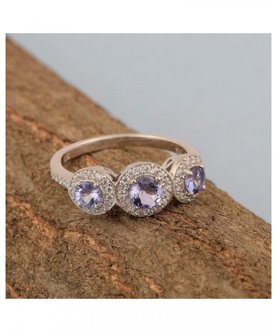 925 Sterling Silver Round Gemstone Women 3-Stone Engagement Ring (1.05 Ct Round 4.50 MM Gemstone Birthstone) Tanzanite $15.54...