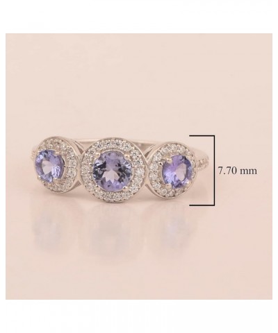 925 Sterling Silver Round Gemstone Women 3-Stone Engagement Ring (1.05 Ct Round 4.50 MM Gemstone Birthstone) Tanzanite $15.54...