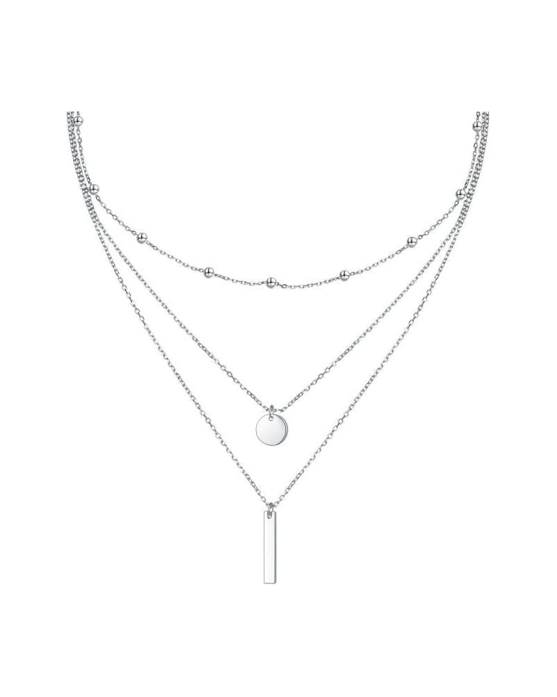 S925 Sterling Silver Multilayer Layered Triple Dainty Necklace for Women Jewelry Gift 3 Layered $15.40 Necklaces