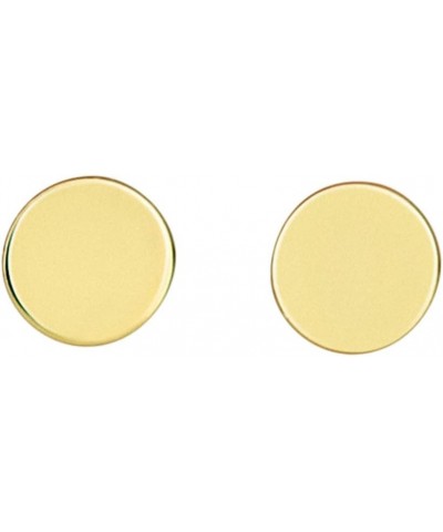 14k Gold Round Disc Studs Flat Circle Dot Earrings | 14-karat Solid Gold Simple Round Stud Earrings for Women 6mm Yellow Gold...