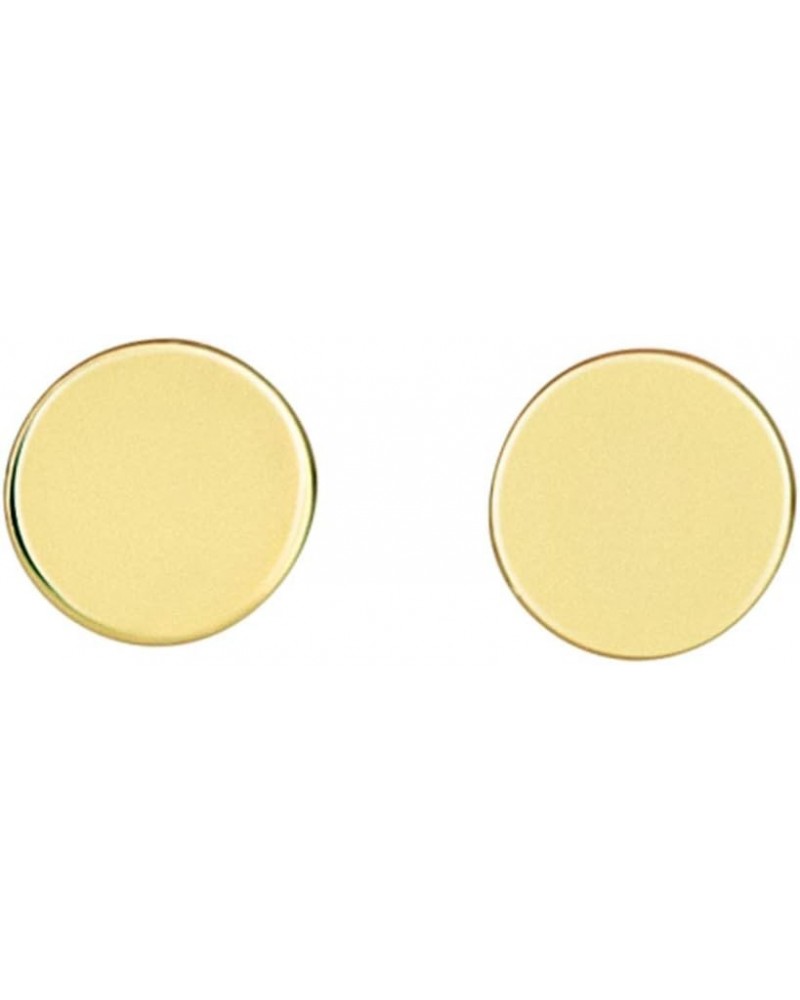 14k Gold Round Disc Studs Flat Circle Dot Earrings | 14-karat Solid Gold Simple Round Stud Earrings for Women 6mm Yellow Gold...