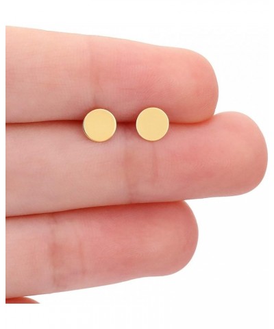 14k Gold Round Disc Studs Flat Circle Dot Earrings | 14-karat Solid Gold Simple Round Stud Earrings for Women 6mm Yellow Gold...