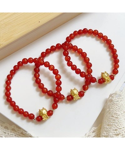 2024 Year of The Dragon New Year Stretch Bracelet Set Chinese Zodiac Animal Natural Stone Crystal Adjustable Good Prospects B...