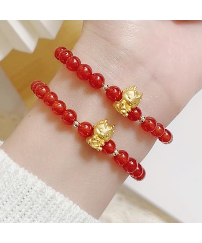 2024 Year of The Dragon New Year Stretch Bracelet Set Chinese Zodiac Animal Natural Stone Crystal Adjustable Good Prospects B...