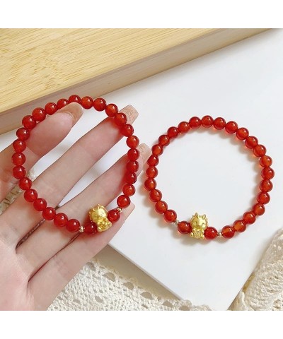 2024 Year of The Dragon New Year Stretch Bracelet Set Chinese Zodiac Animal Natural Stone Crystal Adjustable Good Prospects B...