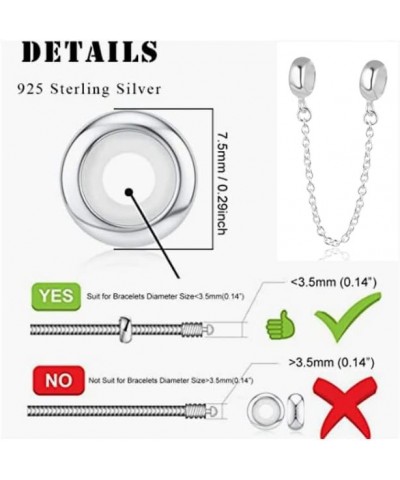 1pc Authentic Sterling Silver Hypoallergenic Rubber Charm Stopper Safety Chain Spacer Bead Compatible with Pandora All Other ...