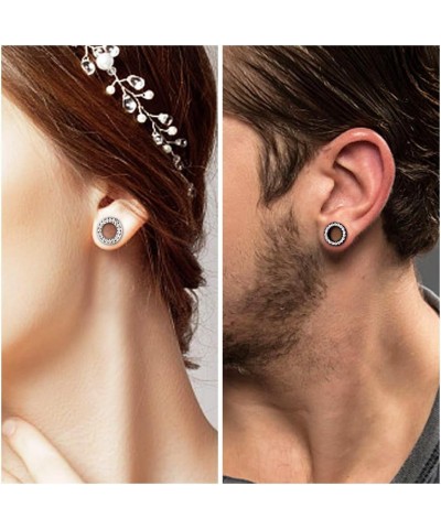 2Pcs/4Pcs Black and Silver Stainless Steel with Zircon Ear Tunnels Expander Plugs Stretcher 8g-9/16 Black(2Pcs) : 1/2"(12mm) ...