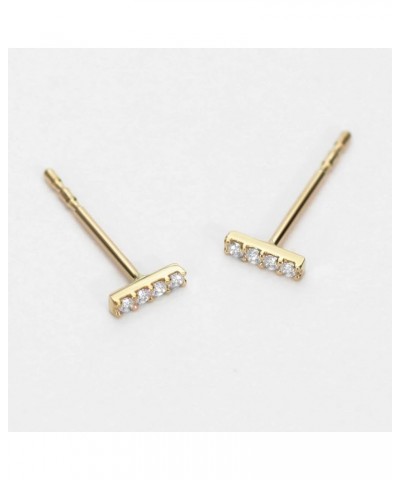 9K/14K Solid Gold Dainty Diamond Petal Stud Earrings Tiny Studs Climber Earrings for Women Girls 14K Bar $16.72 Earrings