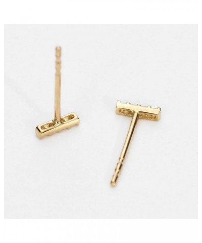 9K/14K Solid Gold Dainty Diamond Petal Stud Earrings Tiny Studs Climber Earrings for Women Girls 14K Bar $16.72 Earrings