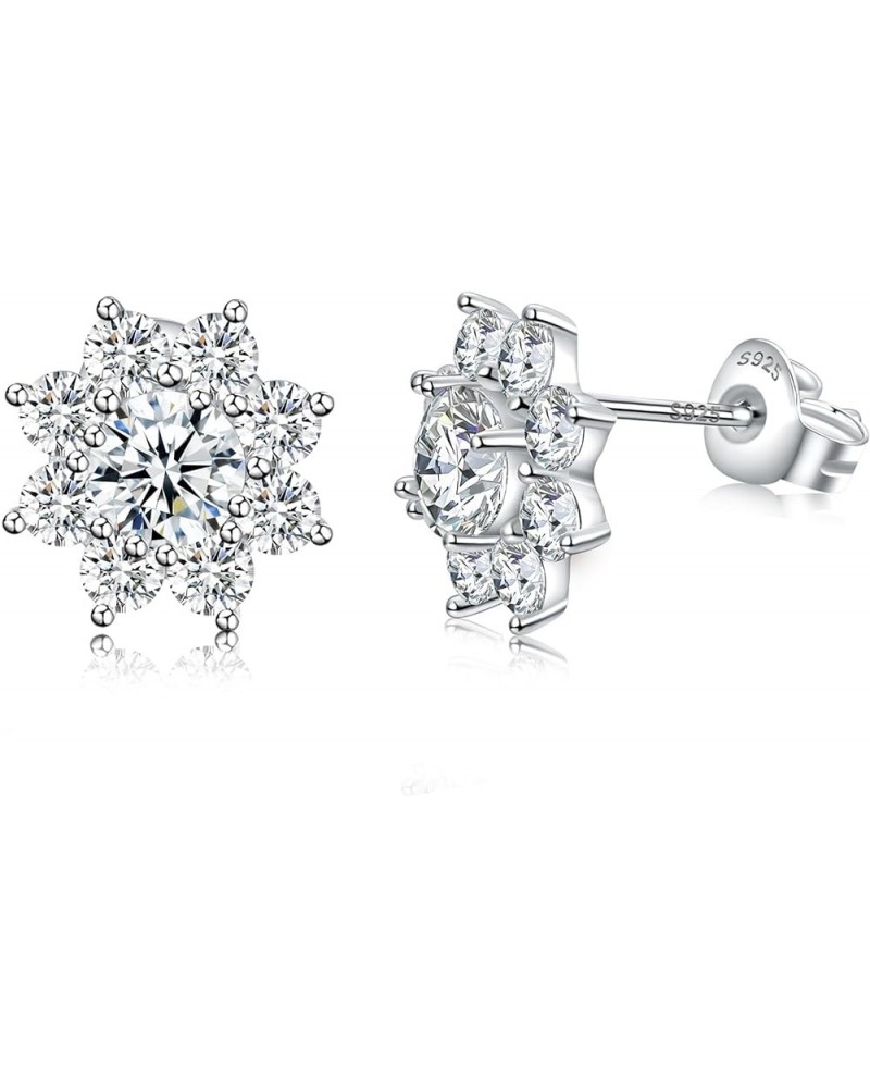 0.3/0.5/1CT Moissanite Stud Earrings for Women, 925 Sterling Silver 18K White Gold Plated Moissanite Stud Earrings Hypoallerg...