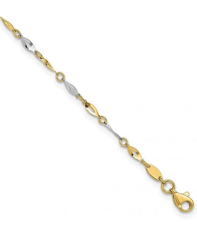 14k Two Tone Gold 9 Inch Plus 1 Anklet Ankle Bracelet Fine Jewelry For Women Gifts For Her $163.88 Anklets