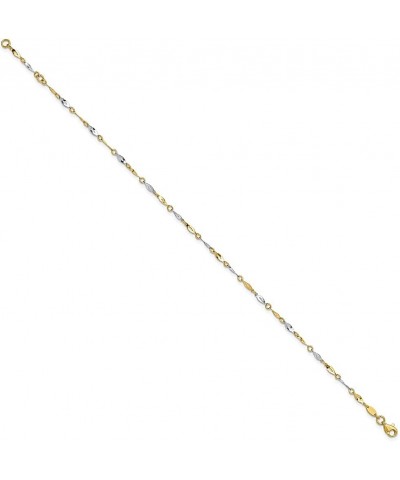 14k Two Tone Gold 9 Inch Plus 1 Anklet Ankle Bracelet Fine Jewelry For Women Gifts For Her $163.88 Anklets