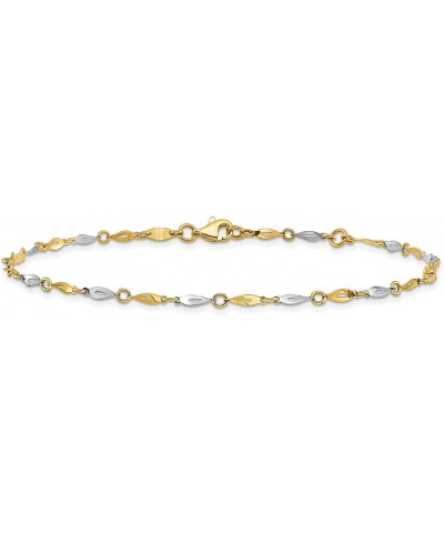 14k Two Tone Gold 9 Inch Plus 1 Anklet Ankle Bracelet Fine Jewelry For Women Gifts For Her $163.88 Anklets