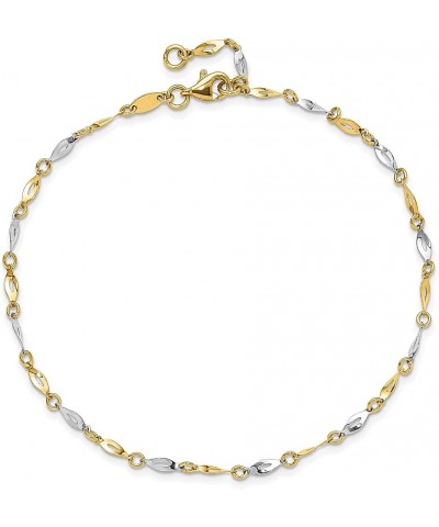 14k Two Tone Gold 9 Inch Plus 1 Anklet Ankle Bracelet Fine Jewelry For Women Gifts For Her $163.88 Anklets