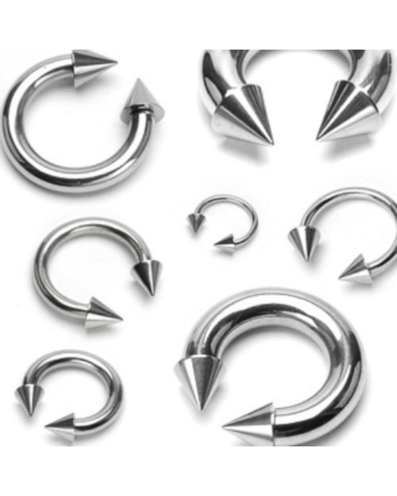 1pc Surgical Steel Circular Horseshoe Barbell with Spikes Lip Septum 18g thru 2g Available 14g (1.6 mm) - 3/8" (10mm) - 5mm $...